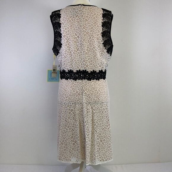 CECE Lace Overlay Dress Ivory & Black Size 10 - Picture 7 of 10